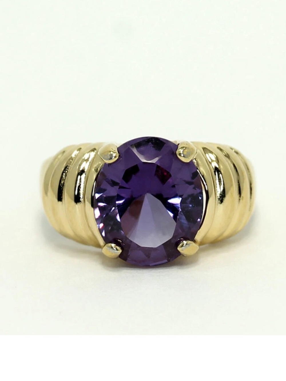 Gold Vermeil Sterling Silver Lab Created Purple Sapphire Sculptured Band Ring